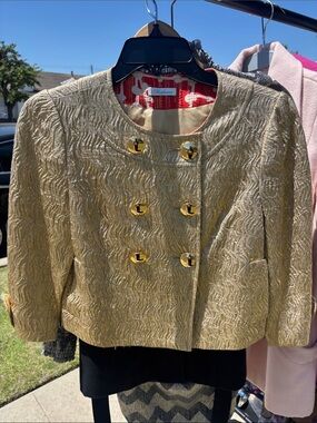 Shoshanna Gold Textured Double-Breasted Jacket